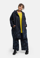 'Nila' Mantel – Dark Denim, Kapuze