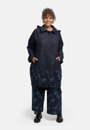 'Nila' Mantel – Dark Denim, Kapuze