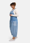 'Sky' Dungarees – premium denim, ombre & patch details